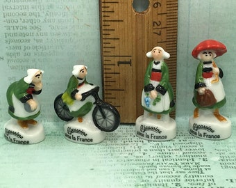 BECASSINE Breton Housemaid Maid Comic I Love France Boules Bicycling Grapes Wine Umbrella - French Feve Feves Figurines Miniatures Q224