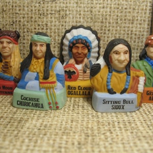 Famous American Indians Indian Old Wild West Geronimo Sitting Bull  Bust  - French Feve Feves Figurines Dollhouse Miniatures B20