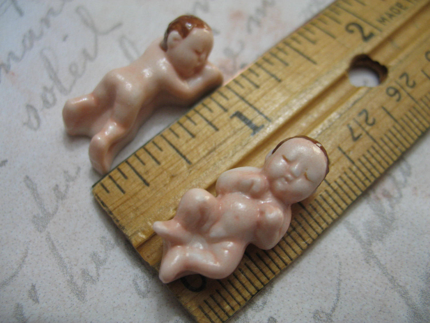 Six Tiny Pink Plastic Babies, Diorama, Doll House, Miniature, Baby