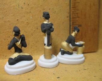 CLEARANCE 3 Maasai Women African Villager BEAUTIES Statues Sculptures  French Feves Porcelain Figurine Miniatures A107