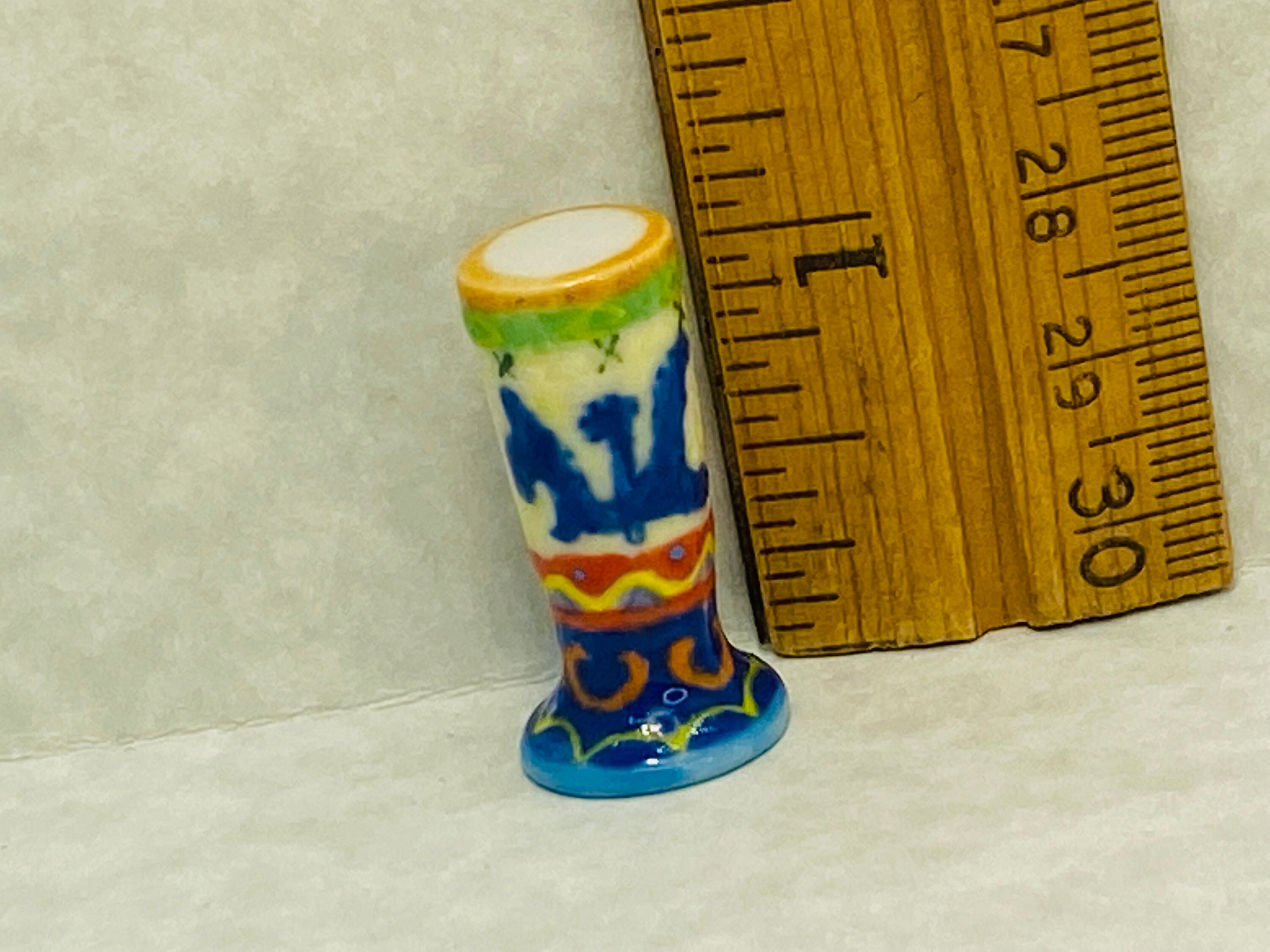 Colorful VASE Mid Century Modern MCM pottery kitchen Living Room Decor -  French Feve Feves Porcelain Figurines Dollhouse Miniature N42