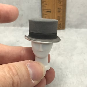 Melody Jane Dollhouse Miniature - Ladies Black & White Hat With Ribbon (1:12 Scale) - View #12