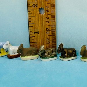 DONKEY Vintage Animal Nativity Figures Santons Miniature Creche Donkeys Mule Mules French Feve Feves Porcelain Figurines V321