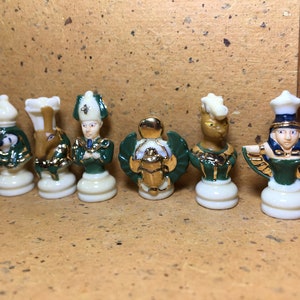Tiny Treasures of Egypt - Egyptian Art Scarab Horus Pharaoh Anubis Bastet Chess Set - French Feve Feves Figurines Dollhouse Miniature MM120
