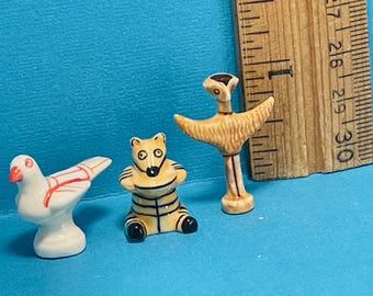 3 Ancient ROMAN Greek Sculptures Pigeon Bear Eagle Classical Museum Art Artifact Pottery French Feves Mini Dollhouse Miniature CC128