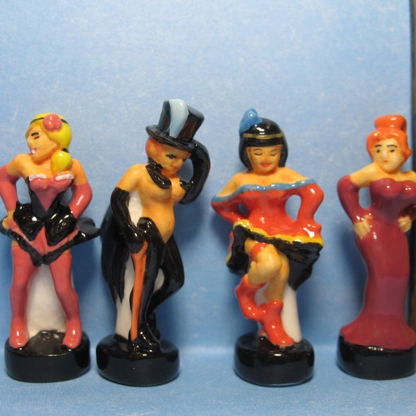 CABARET Burlesque Performers Dancers Pin ups Pinup Glamour Girls Dancers - French Feve Feves Figurine Miniatures PP30