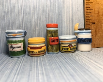 Tiny Kitchen Jars Crocks Food Storage Jam Beans Pate Pasta Flour Foie Gras Jar Canister -  French Feve Feves  Dollhouse Miniature YY2