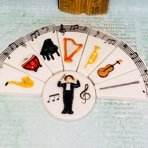 ORCHESTRA PUZZLE Conductor Drums, Harp, Sax, Piano Music Musician 8 pcs - Porcelain Feve Figurine Dollhouse Miniature Figurines DD109