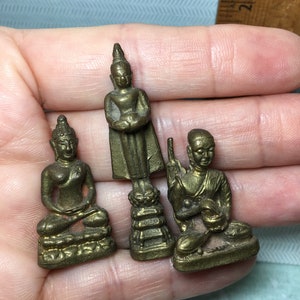 Tiny BUDDHA Brass Mini Figurine, Buddhism Zen Buddhist Vietnam Vietnamese Asian Art Sculpture Statue Dollhouse Miniatures  WW33