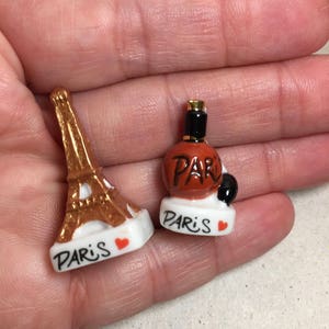 SOUVENIRS of PARIS Parisian France Icons Eiffel Tower Perfume Windmill Metro Sign Macarons French Feve Feves Dollhouse Miniatures NN1 image 4