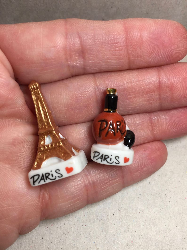 SOUVENIRS of PARIS Parisian France Icons Eiffel Tower Perfume Windmill Metro Sign Macarons French Feve Feves Dollhouse Miniatures NN1 image 4