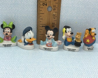 DISNEY Baby Musse Pigg Minnie Pluto Långben Kalle Anka - Franska Feve Feves Figurer Dockhusminiatyrer QQ32