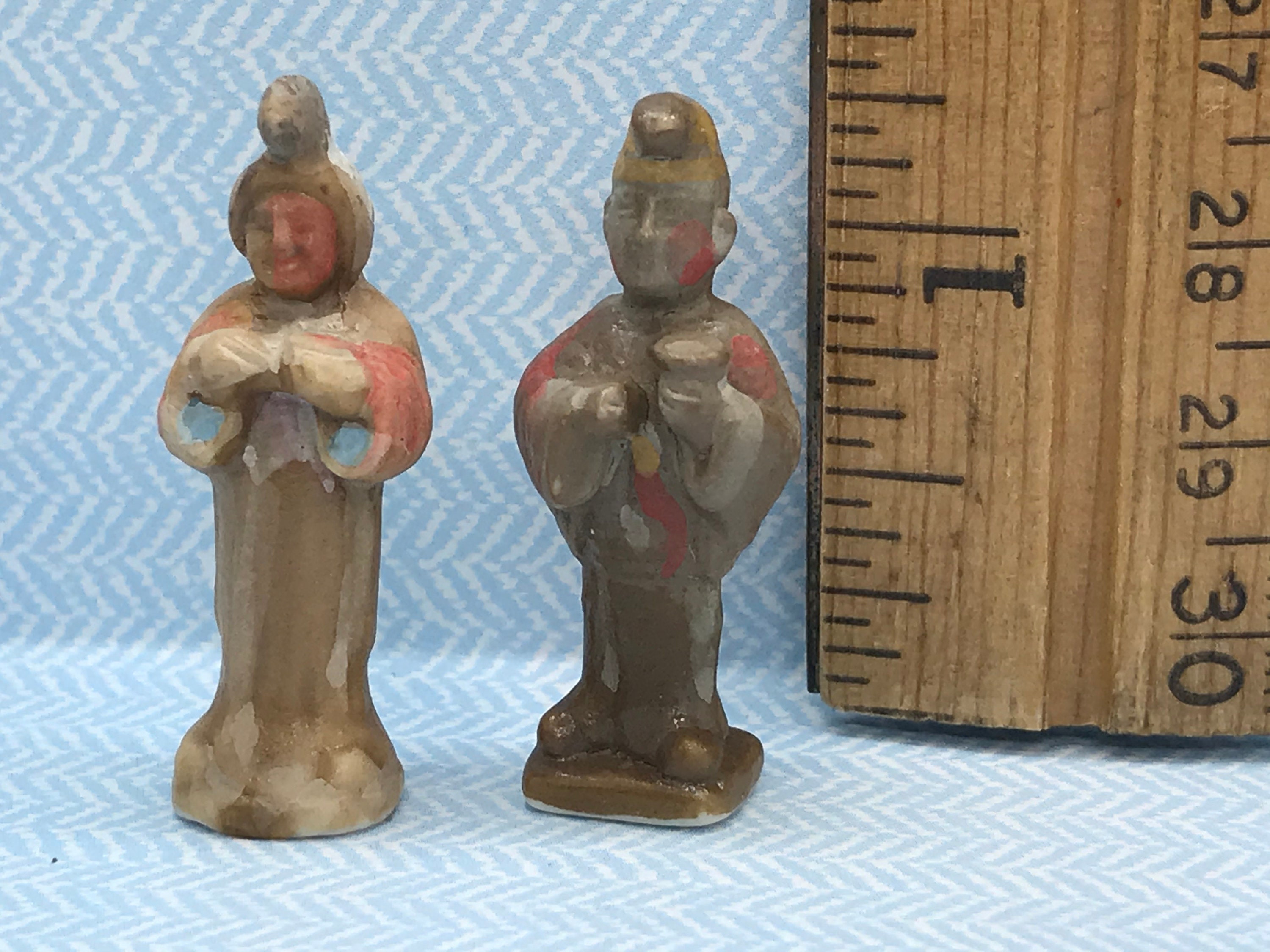 Traditional Ancient CHINESE Royal Couple Man Wife Tomb Terracota Army Statues Asian China Art - French Feve Feves Figurines Miniatures W17