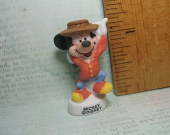 Disney's MICKEY MOUSE Cowboy - French Feve Feves Porcelain Figurines Dollhouse Miniature FF27