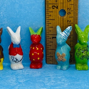 Modern POP ART RABBITS 2022 Porcelain Bunnies Bunny Rabbit Contemporary museum art  French Feve Feves  Miniatures LL142