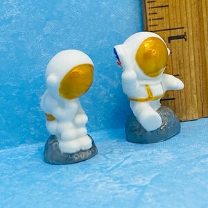 2 Tiny Astronauts Spacemen US Flag OUTER SPACE  Spaceman Astronaut  -  French Feve Feves Figurines Porcelain Dollhouse Miniatures LL140