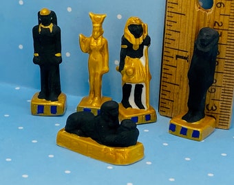 Tiny Egyptian Statues Art Museum Sphinx Lion Goddess God Pharaoh Priest Hathor  French Feve Feves Figurines Dollhouse Miniatures  HH165