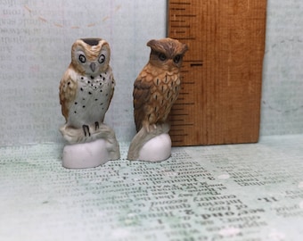 Gorgeous Hand Painted OWLS French Feves Feve Porcelain Doll House Miniature Figurines Figure Snowy Owl Bird Birds DD96