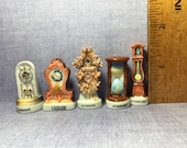 Mini Vintage Mantle Clock Clocks Antique Style Cuckoo Pendulum Grandfather Hour Glass - French Feve Feves Tiny Dollhouse Miniatures LL86