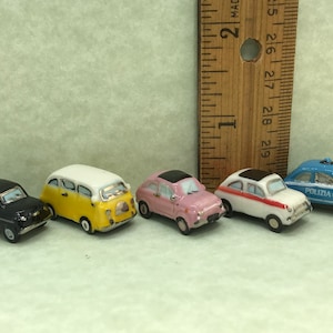 Roman Holiday Tiny Retro MOTOR CARS Car Auto Police Vintage Italy Italian Vacation Rome - French Feve Feves Figurines Dollhouse Miniature O1