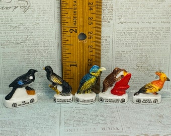 BIRDS Hoopoe Hummingbird Sunbird Widowbird Magpie Porcelain Bird Hummingbirds Birds - French Feve Feves Figurine Dollhouse Miniatures L217