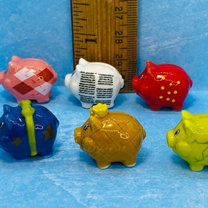 PIGGY BANK Pig Coin Banks Toy Nursery Decor Porcelain French Feve Feves Dollhouse Figurines Miniatures LL145
