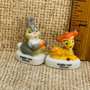 Tiny BAMBI & THUMPER Disney Kolekcjonerskie Figurki Francuskie Feve Feves Porcelanowe Figurki Domków dla Lalek Miniatury M160