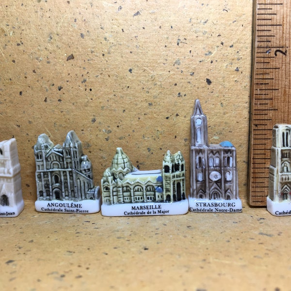 Tiny French CATHEDRALS Famous Churches Church Catherdral Architecture Landmark - Feve Feves Porcelain Figurines Dollhouse Miniatures  S40