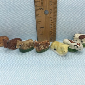 Tiny COW Calf Cows Cattle Perfect for a Nativity Vintage Animal Animals Farm French Feve Feves Porcelain Figurines Dollhouse Miniatures W25