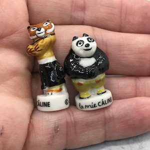 Figuras pequeñas de la película Disney KUNG FU PANDA, Po y Tigresa - Figuras de porcelana francesa Feve Feves, miniaturas para casas de muñecas, figura V238