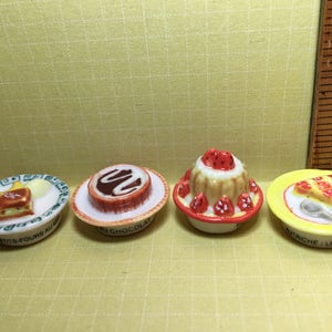 Traditional CHRISTMAS DESSERTS Petit Fours Chocolate Tart Charlotte Linzer Torte - French Feve Feves Dollhouse Miniatures  P302