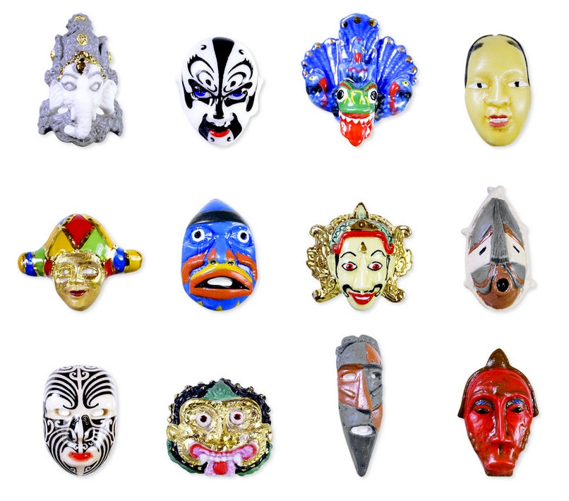 昭和 レトロ お面 3種セット ガラット ビスマルク ケニア 新品未使用 WORLD MASKS Mask Carnival African Japanese Indonesian Maori