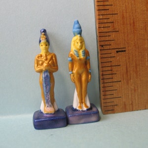 GOLDEN GODS Egyptian Pharoah&#39;s Treasures Godess, God & Sarcophagus Egypt Art Artifacts - French Feve Feves Dollhouse Miniatures H11