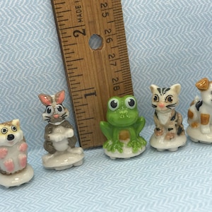 Tiny FARM ANIMALS Cartoon Stamps Ink Stamper hedgehog Bunny Frog Cat Dog  - French Feve Feves Figurines  Dollhouse Miniatures R33