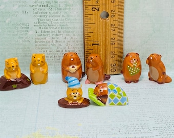 MARMOTS Hamster Gophers Funny little Rodents Ground Squirrels Guinea Pigs French Feve Feves Figurines Dollhouse Miniatures M161