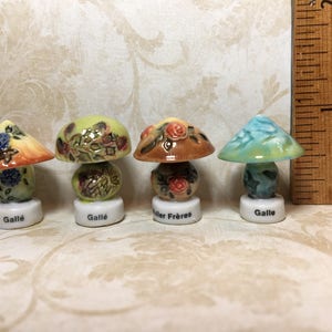Tiny Vintage LAMPS Galle & Muller Freres Cameo Art Glass Antique Table LAMP Lights - French Feve Feves Porcelain Dollhouse Miniature N270