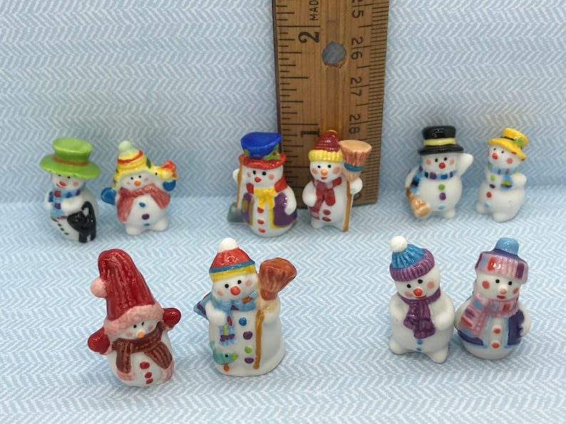 Colorful CHRISTMAS SNOWMEN Snowman Winter Snow Hand painted  - F