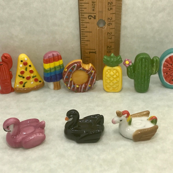 Inflatable Floats Pool Toys Floaties Swan Unicorn Cactus Pineapple Donut Pizza - French Feve Feves Porcelain Figurines Miniatures J332