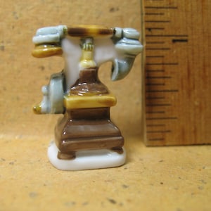 Mini Antique TELEPHONE Phone Rotary Crank   French Feve Feves Porcelain Dollhouse Miniatures N181