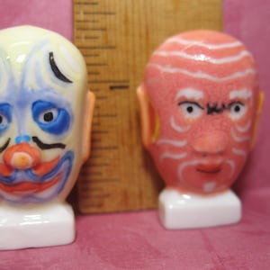 Japanese KABUKI Dance Theatre Chinese Opera Masks Tiny Miniature Mask Hand Painted - French Feve Feves Figurines Dollhouse Miniatures  TT3