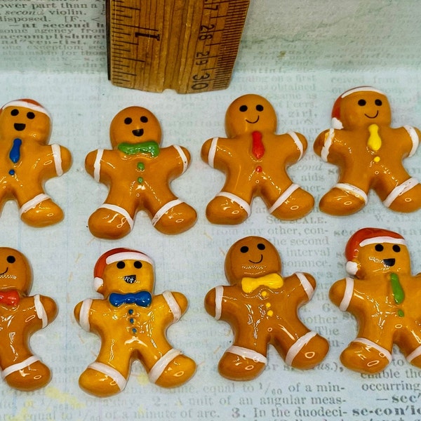 GINGERBREAD MAN Cookies Holiday Spice Cookie Christmas Boy Girl Desserts Tiny Porcelain French Feves Dollhouse Miniatures AA113