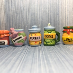 Tiny Kitchen Jars Crocks Food Storage Jam Cookie Jar Candy Cocktail Mason Jar Canister  French Feve Feves  Dollhouse Miniature YY2
