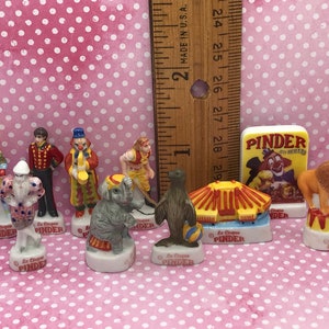 French Feves - CIRCUS Seal Clown Lion Tamer Elephant Big Top Tent Juggler 10 pcs - Porcelain Feve Figurine Dollhouse Miniature Figurines T32