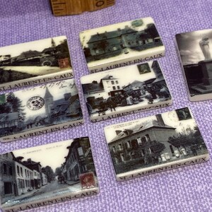 Tiny Vintage French Black & White POSTCARDS Photos Decor Wall Art Posters - French Feve Feves Porcelain Figurines Dollhouse Miniatures KK95