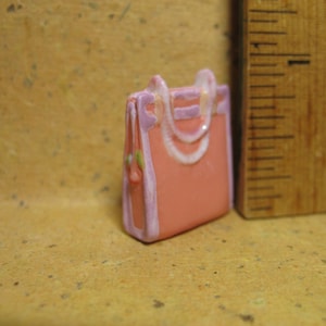 CLEARANCE Tiny PINK TOTE handbag purse Satchel Bag French Feve Feves Porcelain Figurines Dollhouse Miniatures Figures CC25
