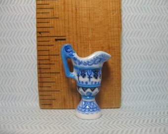 Palace Ceramics - Blue Jug Ewer Pitcher from Rouen - French Feve Feves Porcelain Dollhouse Miniatures Figures DD17