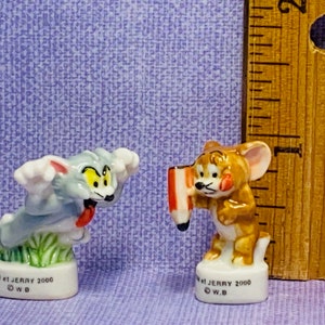 TOM & JERRY Kot i mysz Cartoon MGM Hanna Barbera Vintage French Feve Feves Figurka Doll House Miniatures Y26