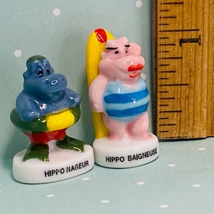 Głupie HIPPOTY Hipopotam Hipopotam Surfer Zwierzęta z kreskówek Zoo Dżungla Safari Francuski Feve Feves Figurki Miniatury Domków dla Lalek XX94