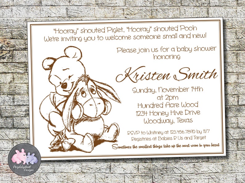 pooh bear baby shower invitations
