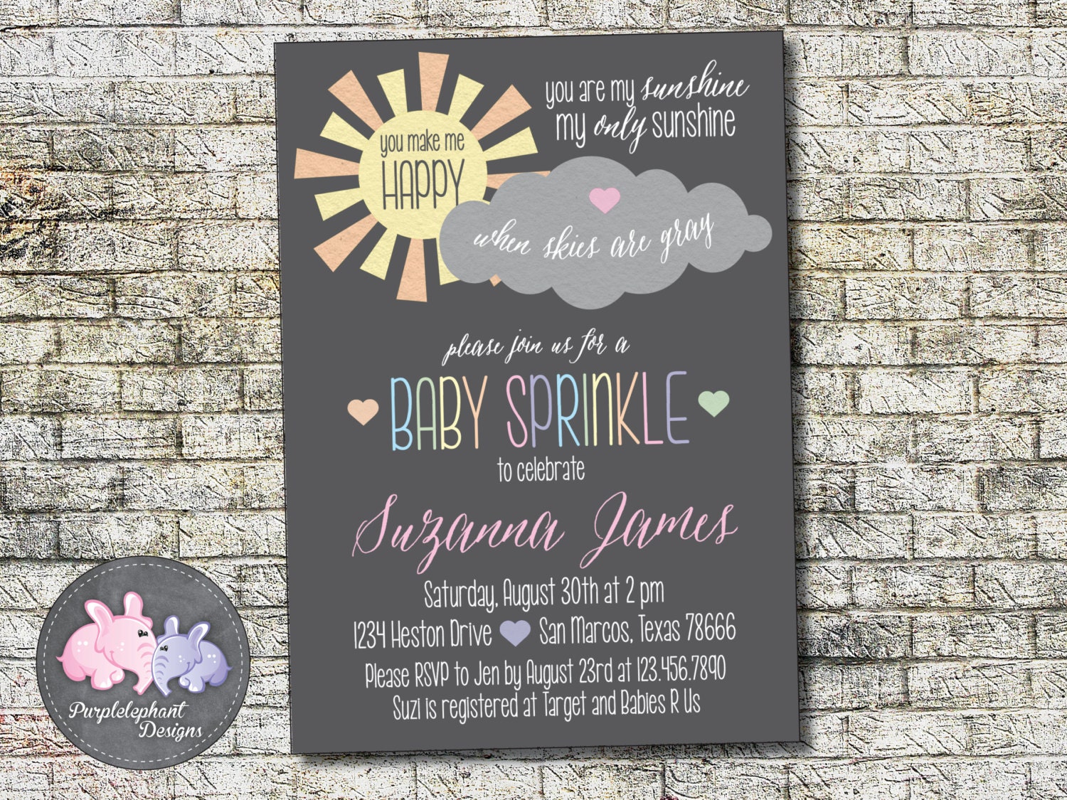 You Are My Sunshine Baby Shower Invitation Baby Sprinkle Etsy